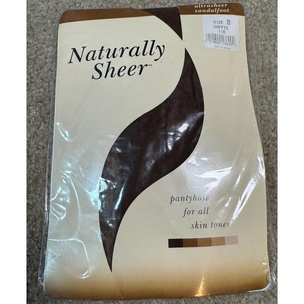 Vintage Pantyhose Naturally‎ Sheer Coffee Size B 3 Pair Lot New Set 4